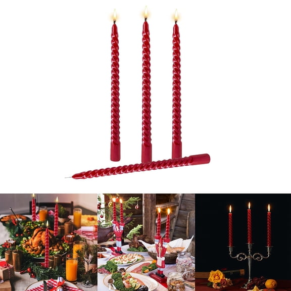 GleamNest Taper Candles, Red (4 Count)