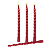 4pc Taper Candles True Dripless Taper Candles10 Inches Red Glossy Metal Style Candle Sticks For Home Dinner Wedding Candle Holder Light up Table Candle Holder Centerpiece Glass Candle Wedding