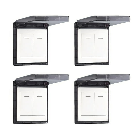 4pc Thin Waterproof Switcher Cover Slimly Design For Kitchen Bathroom High Humidity Area Durability Plastic Power Socket Covers