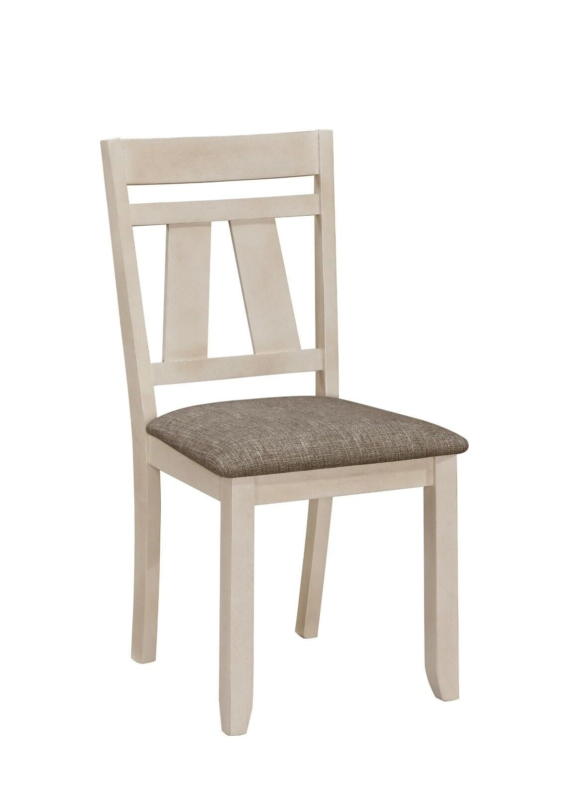 4pc Transitional Style Dining Chairs Solid Wood Frame Fabric Upholstery Seat Wooden Chalk Gray ...