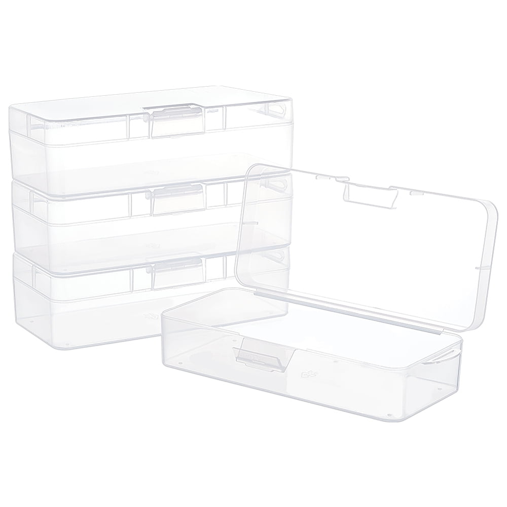 4pc Transparent Plastic Storage Boxes Bead Containers with Hinged Lid ...
