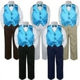thumbnail image 1 of 4pc Turquoise Spa Vest  Bow Tie Suit Pants Set Baby Boy Toddler Kid Uniform S-7, 1 of 1