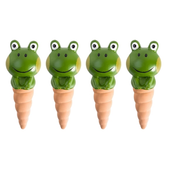 4pc Watering Spikes Decorative Ceramics Frog Automatic Plant Waterer for Indoor Outdoor Potted Plant