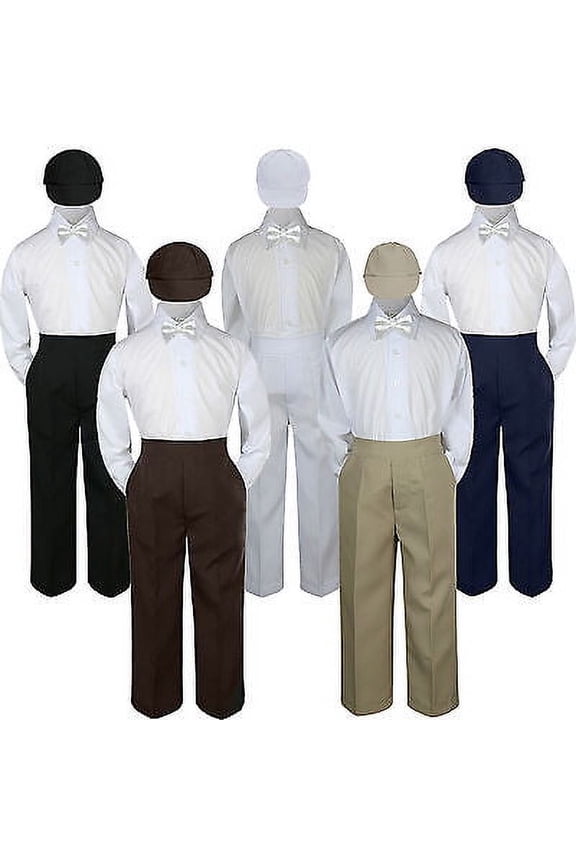 4pc White Bow Tie Party Suit Pants Set Formal Baby Boy Toddler Kid S-7