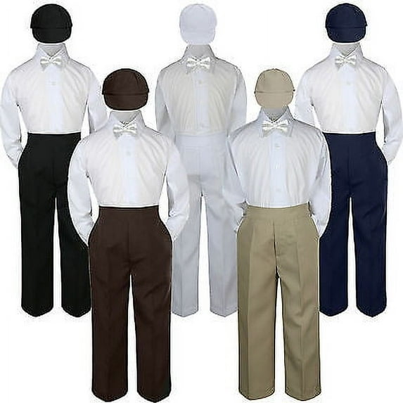 4pc White Bow Tie Party Suit Pants Set Formal Baby Boy Toddler Kid S-7