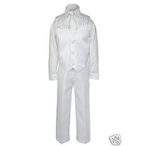 4pc White Boy Teen Kid Child Church Communion Christening Vest Tie Suit Set 5-20