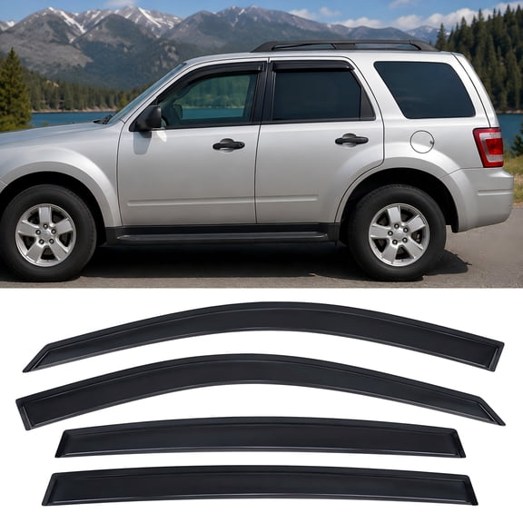 4pc Window Visors Compatible with 2001-2012 Ford Escape Smoke Rain Guards Vent