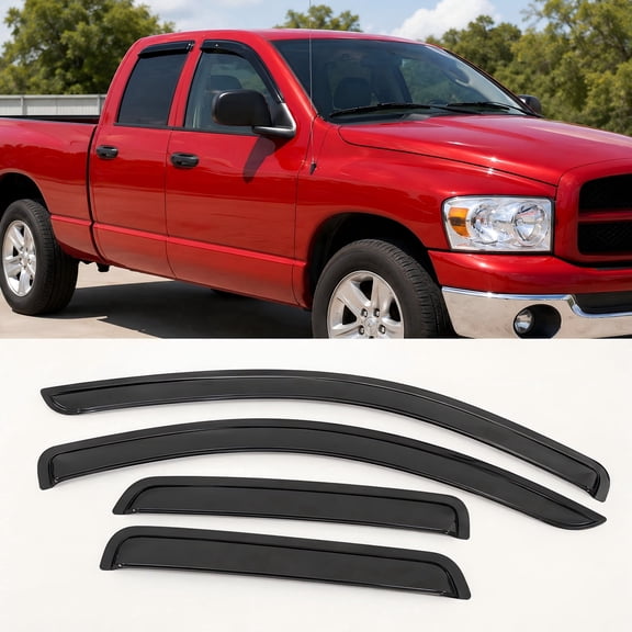 4pc Window Visors Compatible with 2002-2009 Dodge Ram 1500 2500 3500 Crew Cab
