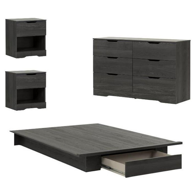 4 pc queen platform bedroom set with dresser and 2 nightstands deals