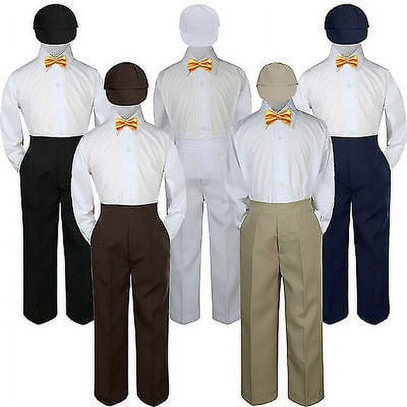 4pc Yellow Bow Tie Party Suit Pants Set Formal Baby Boy Toddler Kid S-7
