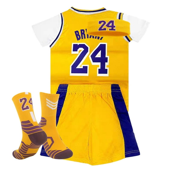 4pc Youth Basketball Jerseys Kids Basketball Jerseys Basketball Short Sleeve Headwear Socks Sports Gear