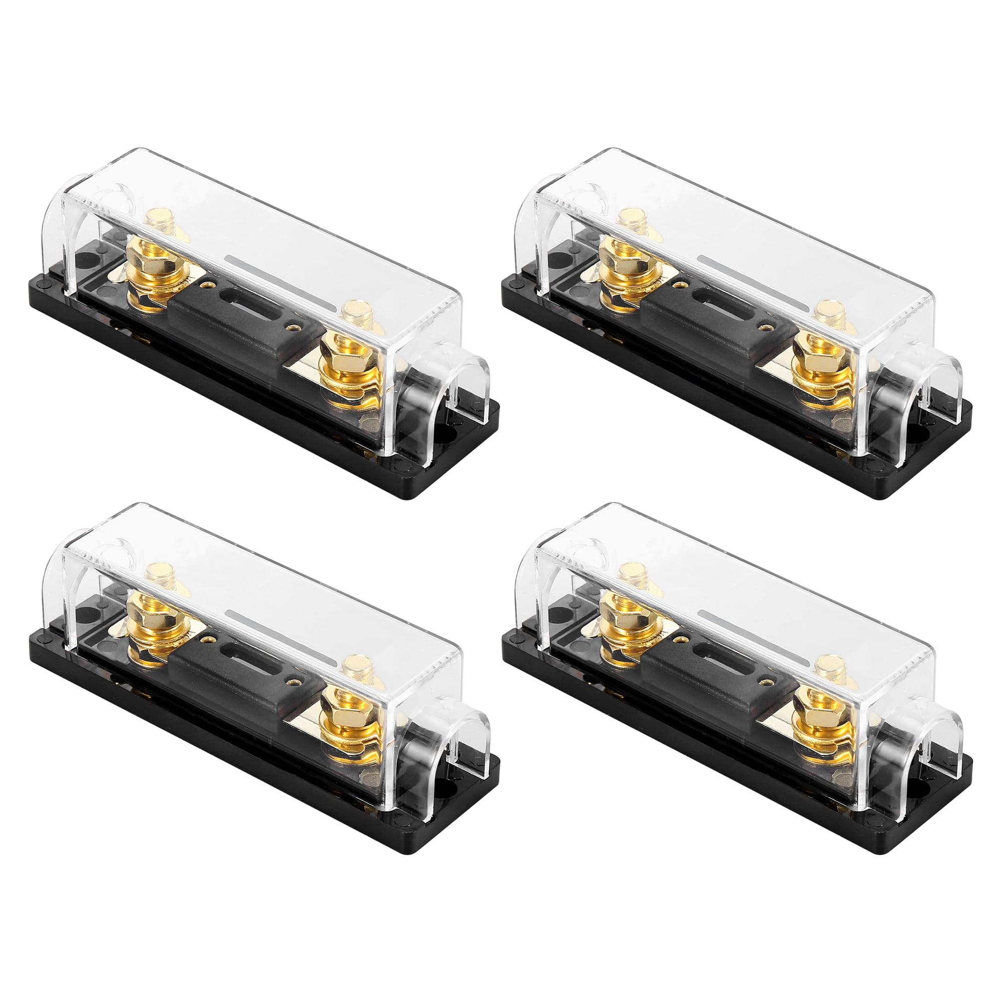 4pcs 0/2/4 Gauge Inline ANL Fuse Holder Clear Black Fuse Block with 250A Fuse