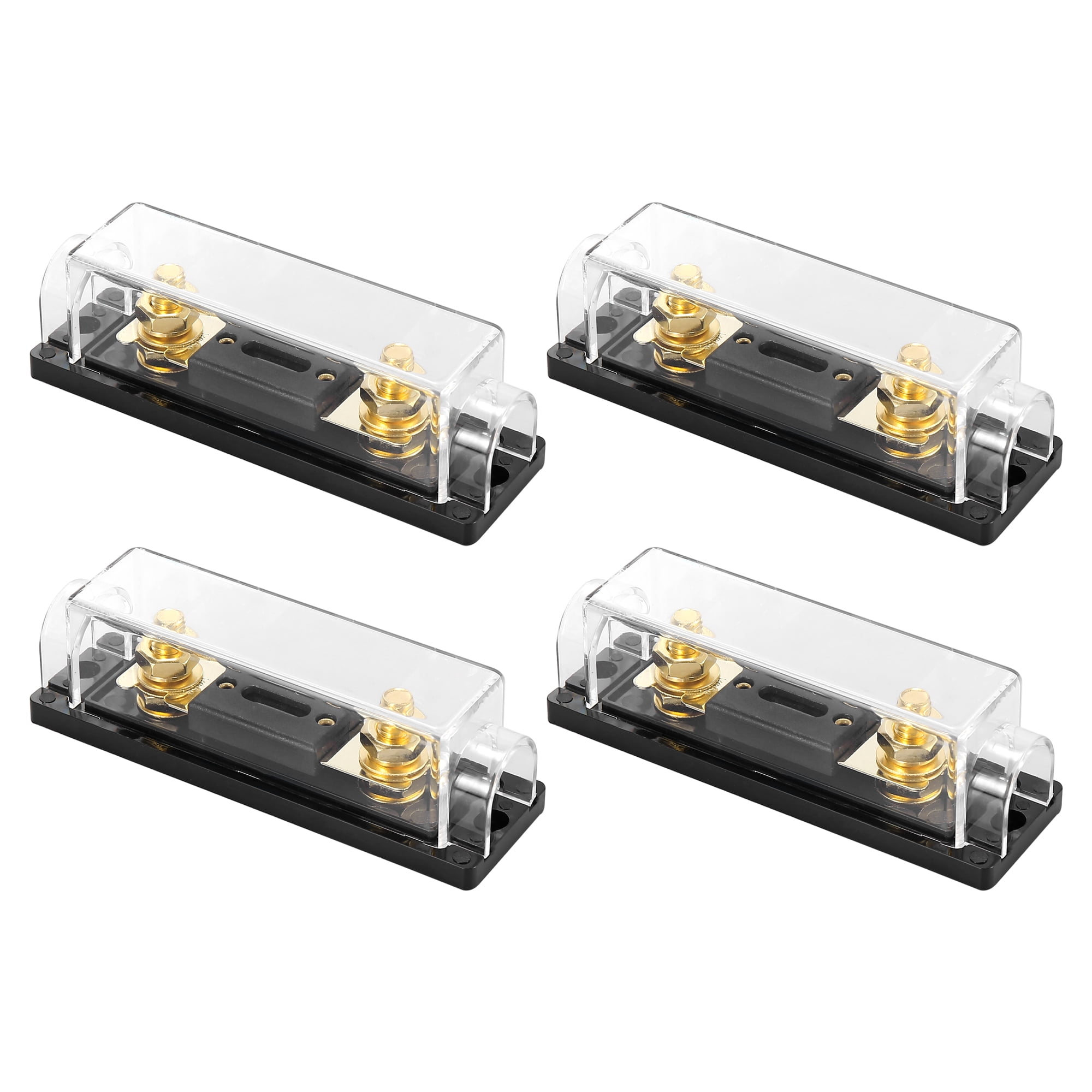 4pcs 0/2/4 Gauge Inline ANL Fuse Holder Clear Black Fuse Block with 300A Fuse