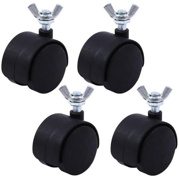4pcs 0.5 Inch PP Swivel Caster Wheels Compatible with Electric and Oil Heaters, Small Furniture Appliances, 360 Rotation White/Black Casters Quick Butterfly Nut Fit(Black wheel) Black wheel