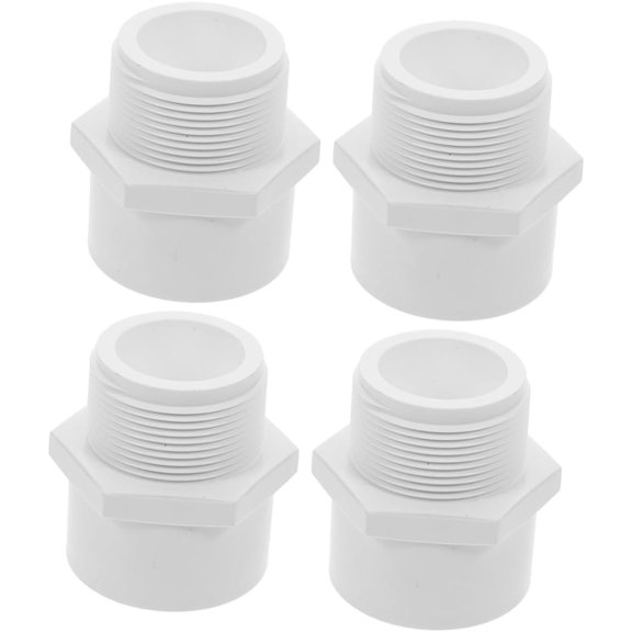 4pcs 1-1/2 Inch Male Thread White Pvc Pipe Adapter Connector, High Pressure Resistant Pipe Joint Coupling for Home and Industrial Plumbing Systems
