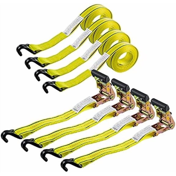 4pcs 1-1/2 x 15 ft Heavy Duty Ratchet Tie Down Straps 3,000 LBS Break Strength Tie-Down Ratcheting Straps Wire Hook Ends, J-Hook Ratchet Strap TieDowns$$Tools & Hardware Other