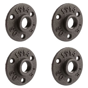 4pcs 1/2 Inch Black Cast Iron Pipe Fittings Floor Flange BSP Threaded