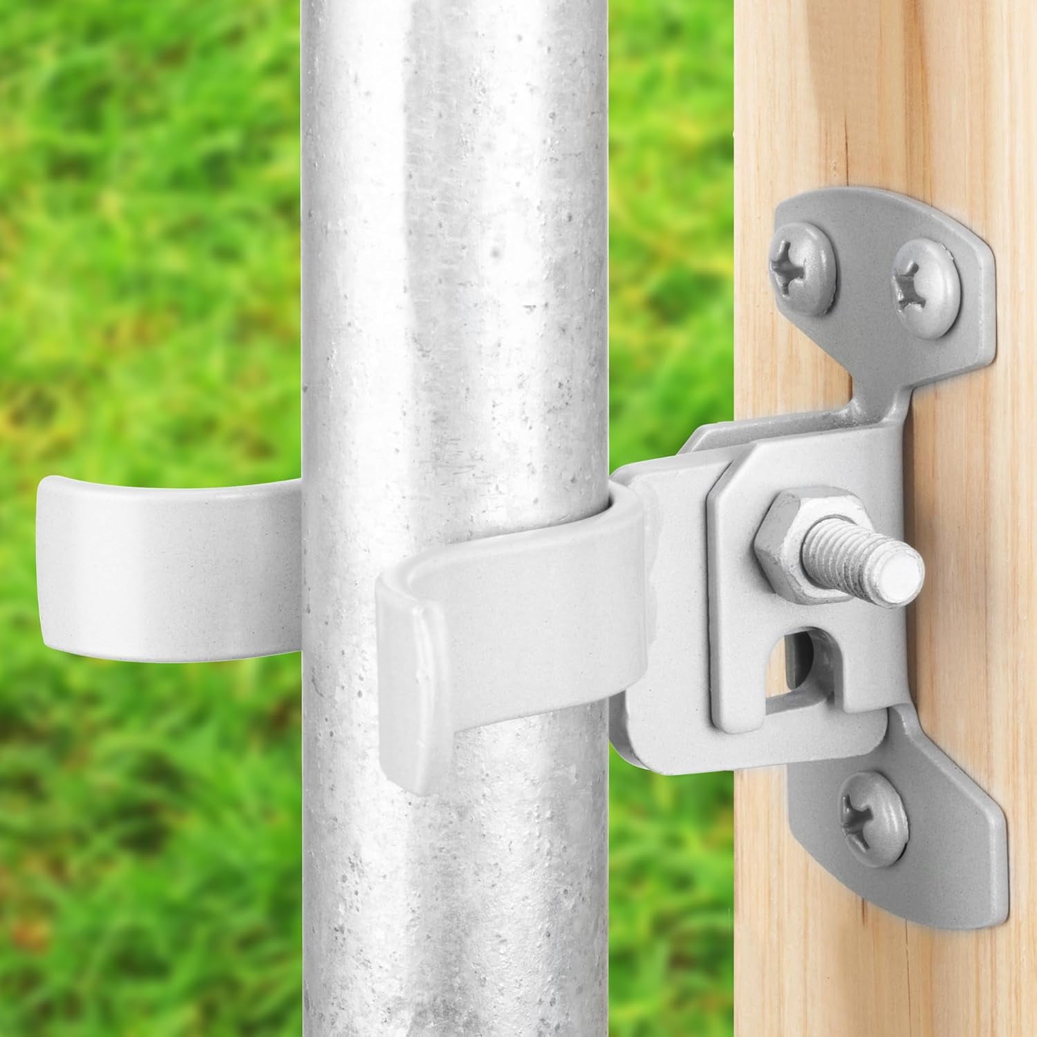 Security Gate Latch SIHAI Chain Link Fence Gate Latch - 1-3/8 Wall Mount  Silver Metal Gate Latch Hardware