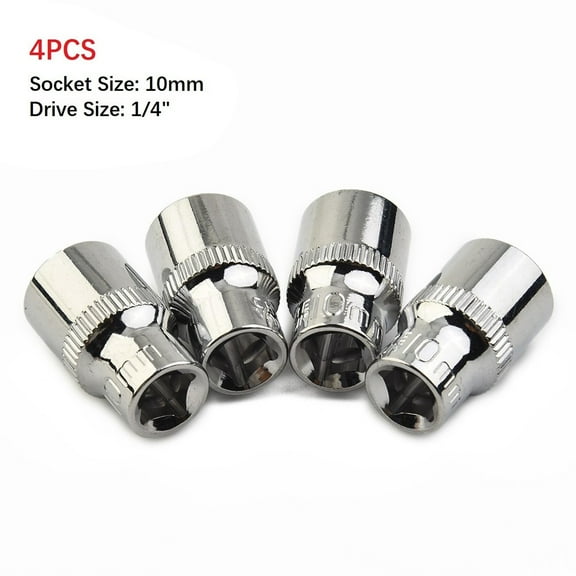 4pcs 1/4-inch Drive 10mm Shallow Socket Repair Tool for DIY Automotive Repairs