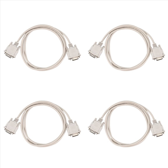 4pcs 1.4M RS232 DB9 9 Pin Male to VGA Video 15 Pin Male Adapter Cable Light Gray