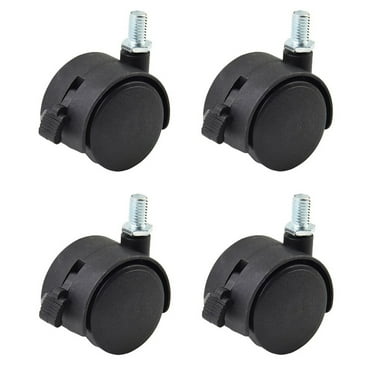 4pcs 1.5 Inch Swivel Caster Wheels Black Nylon M8 Threaded Stem Caster Wheels