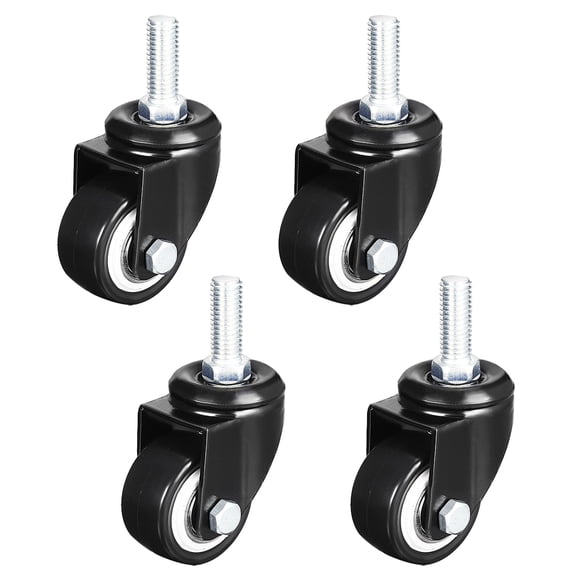 4pcs 1.5 Inch Swivel Caster Wheels PU 360 Degree Threaded Stem Caster Wheel M8 x 25mm, 330lb Total Load Capacity