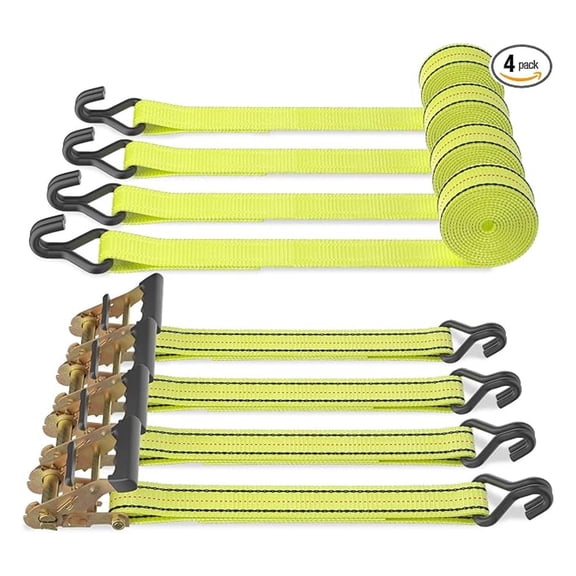 4pcs 1.5" x 15 ft Heavy Duty Ratchet Tie Down Straps-3000lbs Break Strength,1000lbs Work Load Limit-Tie-Down Ratcheting Straps with Wire Hook Ends,J-Hook Ratchet Strap TieDowns