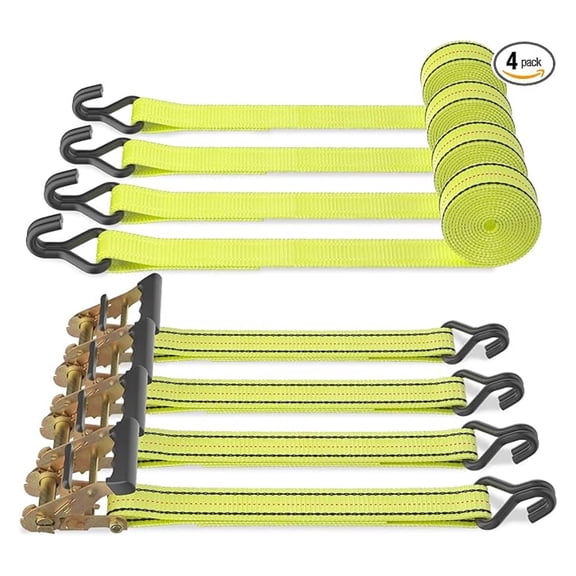 4pcs 1.5" x 15 ft Heavy Duty Ratchet Tie Down Straps-3000lbs Break Strength,1000lbs Work Load Limit-Tie-Down Ratcheting Straps with Wire Hook Ends,J-Hook Ratchet Strap TieDowns