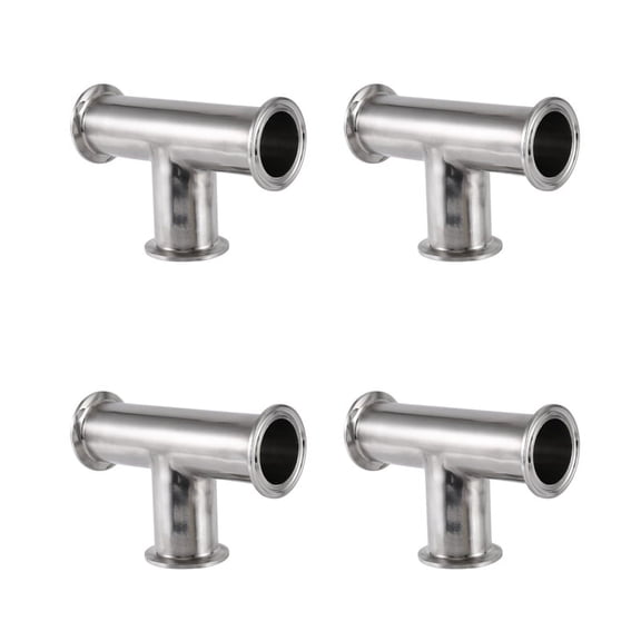 4pcs 1.5Inch 38mm Sanitary Clamp 3 Way Tee 304 Stainless Steel Sanitary Ferrule Tee Connector Pipe Fitting