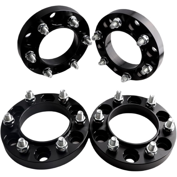 4pcs 1" 6x5.5 to 6x5.5 Hub Centric Wheel Spacers 106mm Bore 12X1.5 Studs Compatible for Toyota Tacoma 4runner FJ Cruiser Land Cruiser Sequoia Lexus GX470 GX460 HL450 J150 Black