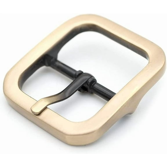 4pcs 1 Inch Single Prong Belt Buckle Square Center Bar Buckles Leather Craft Accessories D3140 (Brushed Brass)
