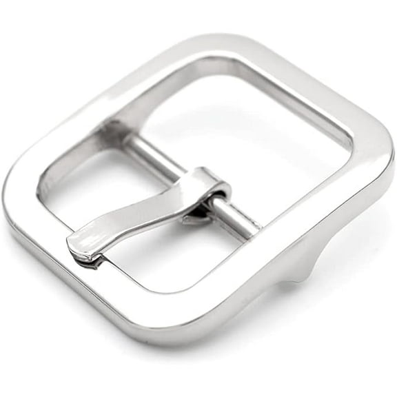4pcs 1 Inch Single Prong Belt Buckle Square Center Bar Buckles Leather Craft Accessories D3140 (Silver)