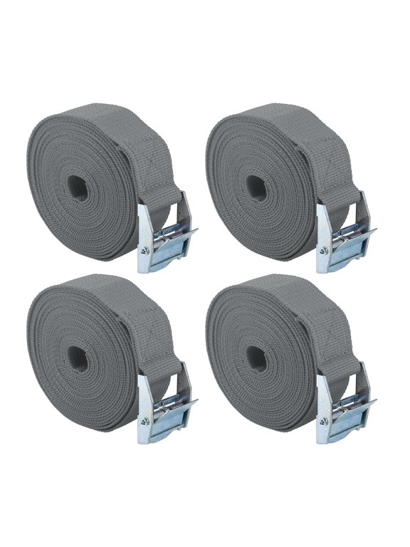 4pcs 1" x 12' Cargo Tie Down Straps Lashing Straps Travel Luggage Strap Adjustable w/ Cam Lock Buckle for Car Truck Gray