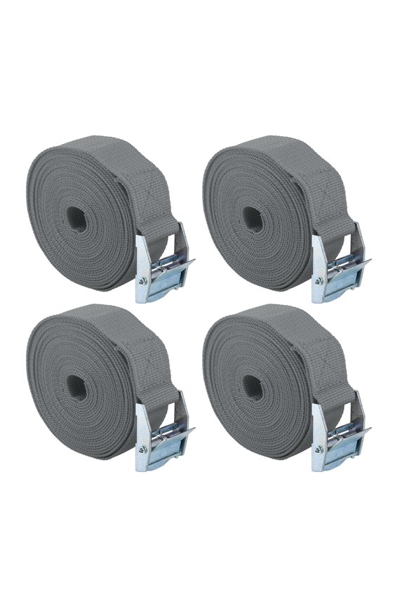 4pcs 1" x 12' Cargo Tie Down Straps Lashing Straps Travel Luggage Strap Adjustable w/ Cam Lock Buckle for Car Truck Gray