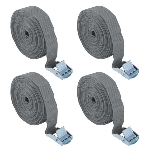 4pcs 1" x 16' Cargo Tie Down Straps Lashing Straps Travel Luggage Strap Adjustable with Cam Lock Buckle for Car Gray