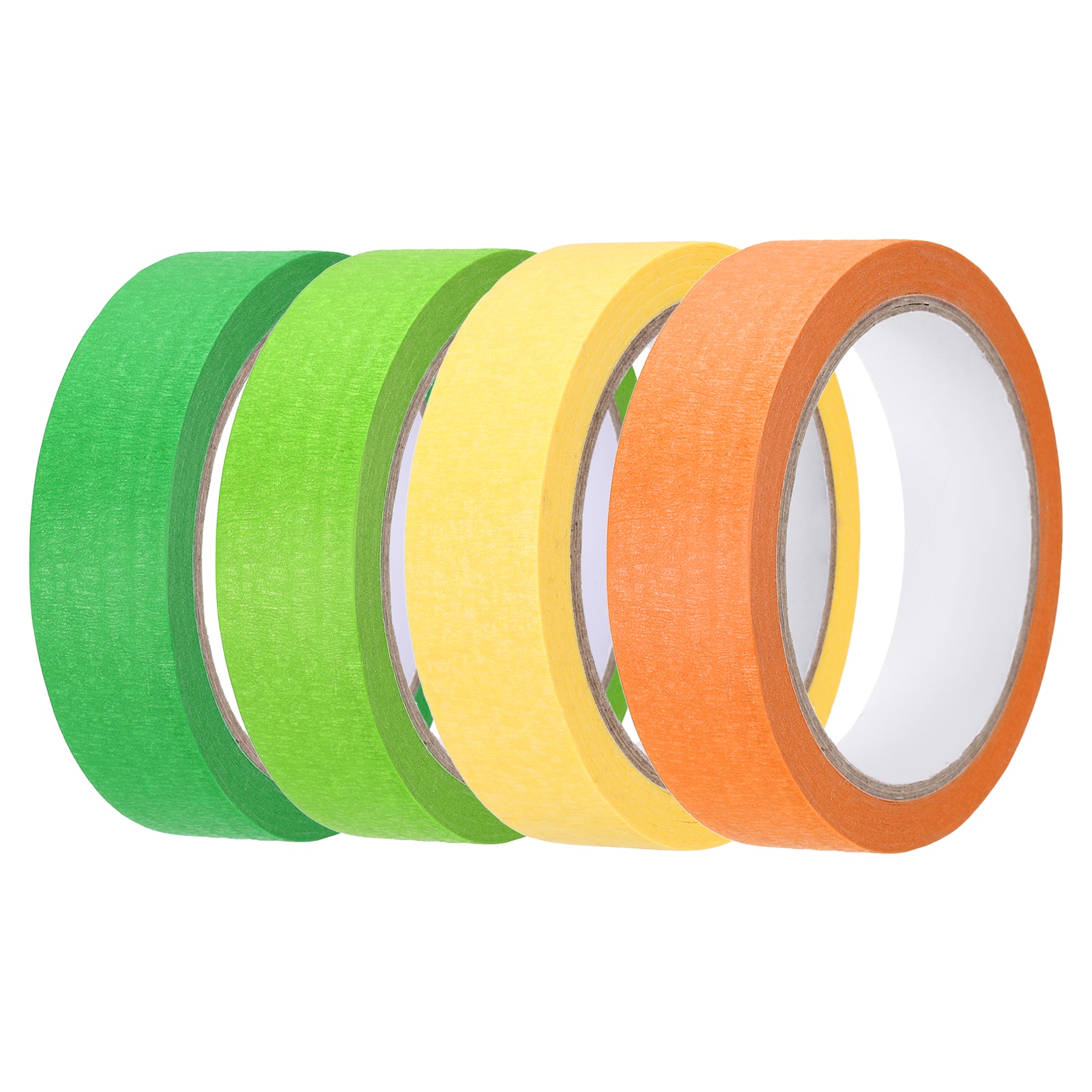 4pcs 1" x 22 Yard Colored Masking Tape, Yellow Orange Green