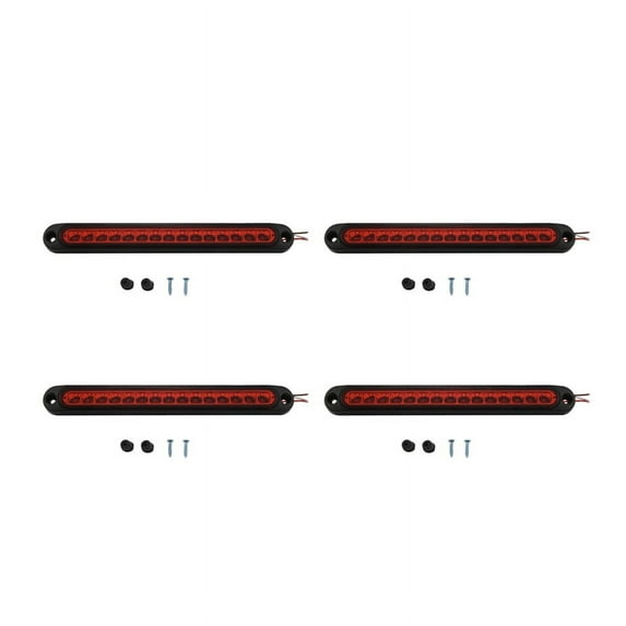 4pcs 10 Inch Sealed Truck& RV Trailer Light Bar 15 LED Third Brake Lights Strip Red