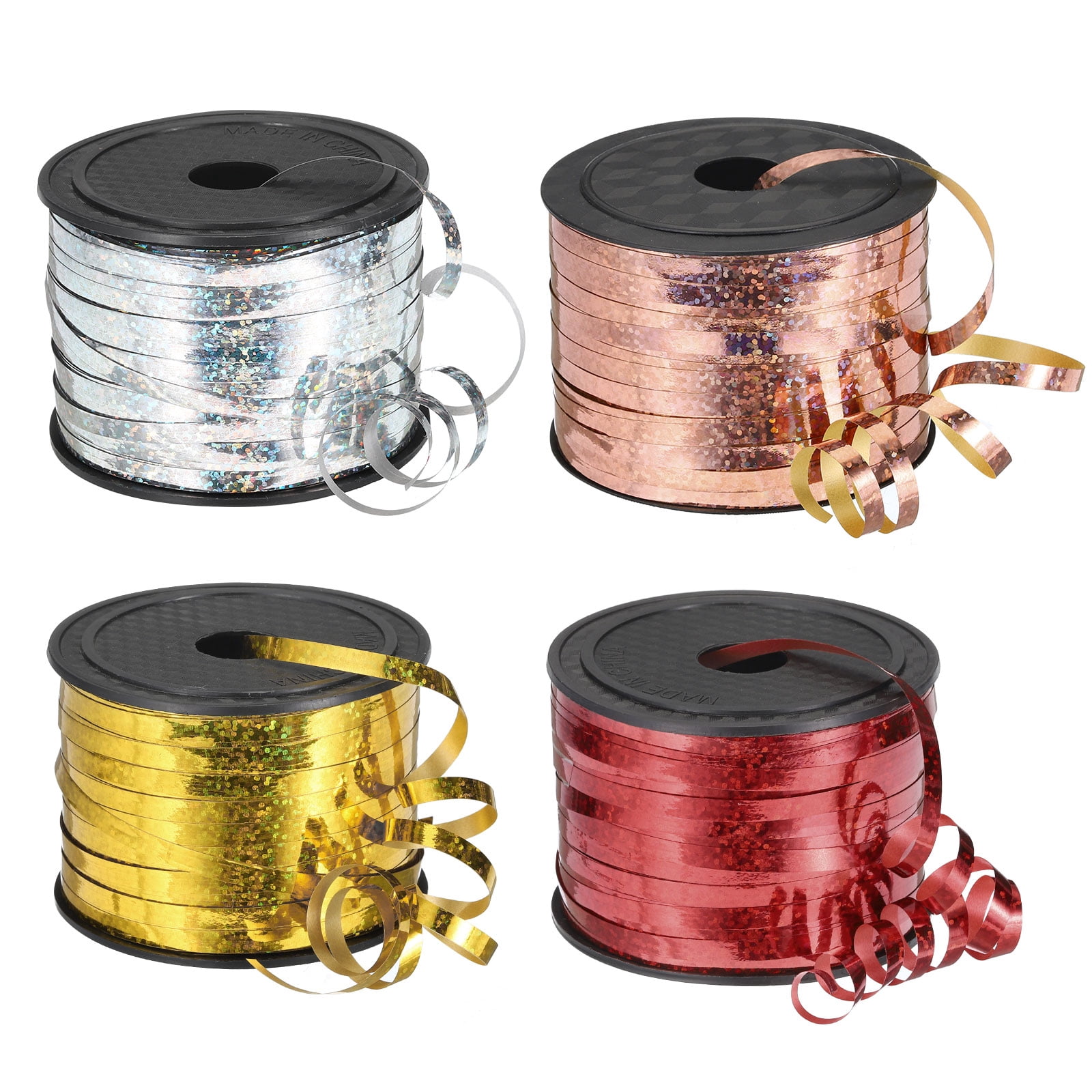 4pcs 100 Yards Glitter Curling Ribbon Crimped Balloon String Metallic 3 ...
