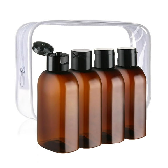 4pcs 100ml Leak Proof Travel Bottles for Toiletries Reusable Shampoo and Conditioner Containers Plastic Squeeze Bottles