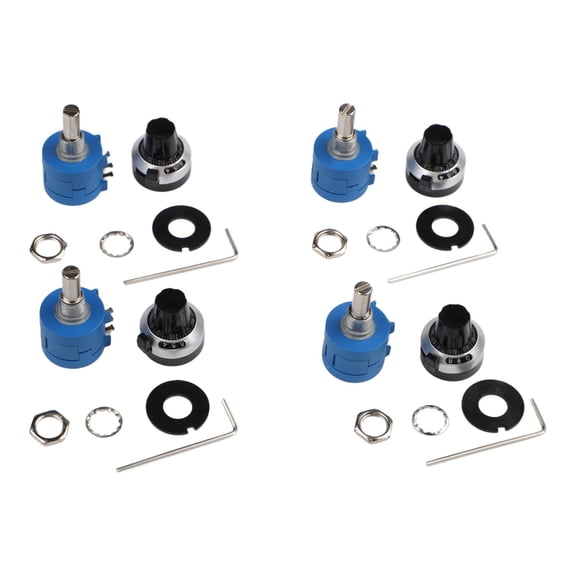 4pcs 10K Ohm Wirewound Rotary Potentiometer 3590S-2-103L, Multi-Turn Variable Resistor with for DIAL Knobs, +/-0.25% Linearity for Electronic Projects