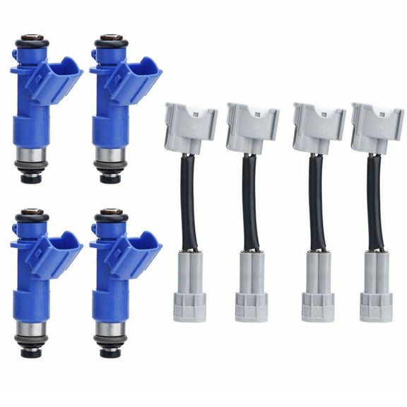 4pcs 12 Holes 410cc Fuel Injectors with Plug & Play Adapters 16450-RWC-A01 Replacement for Honda Civic Acura RSX Integra