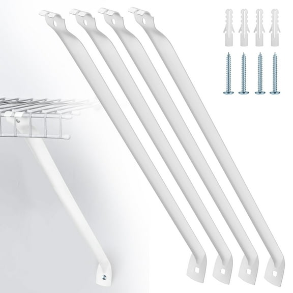 4pcs 12" Support Brackets for Wire Shelving, Wire Shelf Brackets, Closet Support Brackets for Wire Shelving, Wire Closet Shelf Brackets