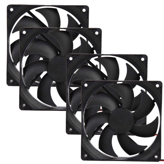 4pcs 120mm 120x25mm 12V 4-Pin DC Brushless PC Computer Case Cooling Fan, 1800 RPM, 26dBA Noise, Black