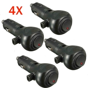 4pcs 12V DC Cigarette Lighter Cable Charger Adapter Plug LED Status On/Off Switch