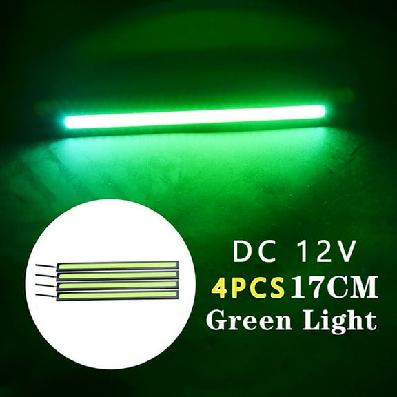 4pcs 12V LED DRL Daytime Running Light Strip Fog Cob Car Driving Lamp Green