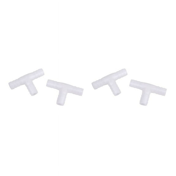 4pcs 12mm Plastic Equal Tee Connector Barbed Pipe Fitting Air/Water Hose Joiner,4 x Plastic Connector,White