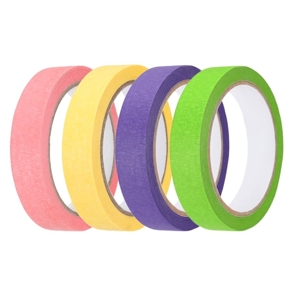 4pcs 13/16" x 22 Yard Colored Masking Tape, Pink Yellow Purple Green