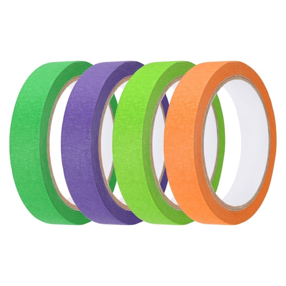 4pcs 13/16" x 22 Yard colorful Masking Tape, Green Orange Yellow