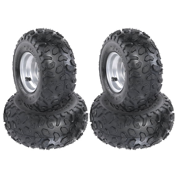 4pcs 145/70-6 ATV Go Kart Quad Tires and Rims Tubeless | 4PR Wheels 145x70-6 6" Wheels Rims 3 Hole For Quad Buggy ATV 4 Wheelers Mini Bike Lawn Mowers Snow Blower (4)