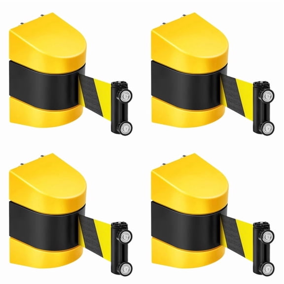 4pcs 16.4 Ft Magnetic Retractable Wall Barrier Magnetic Wall Mount Crowd Control Retractable Safety Belt Striped Belt